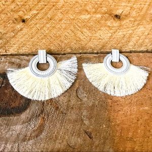 White Fringe Tassel Earrings
